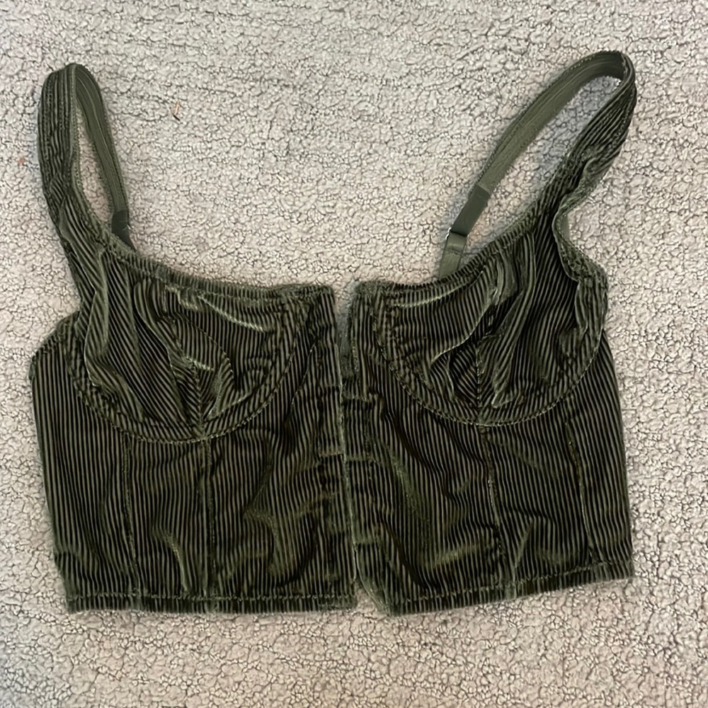 Urban outfitters dark green corduroy corset